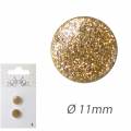 Boutons nacre akoya dor&eacute; queue m&eacute;tal 11mm - 1000
