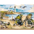 Canevas pénélope blanc - Un vélo en bord de mer - 150