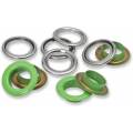Œillets + rondelles 14mm vert clair 15pc - 17