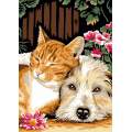 Canevas antique Luc 32/50 - Chien et chat - 47