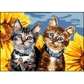 Canevas antique Luc 32/50 - Les chats tournesols - 47