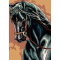 Canevas antique Luc 32/50 - Cheval noir - 47