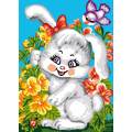 Canevas antique 32/50 - Petit lapin blanc - 47