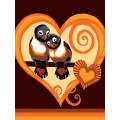Kit Canevas Luc blanc 25/30cm - Les oiseaux amoureux - 47