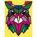 Kit Canevas Luc blanc 25/30cm - Oiseau chouette graphique - 47
