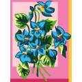Kit Canevas Luc blanc 25/30cm - Fleurs turquoise - 47