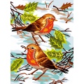 Kit Canevas Luc blanc 25/30cm - Oiseaux d'hiver - 47