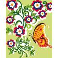 Kit Canevas Luc blanc 25/30cm - Fleurs et papillon - 47