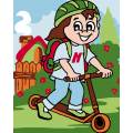 Kit Canevas Luc blanc 25/30cm - Enfant à trottinette - 47