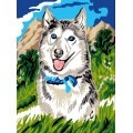 Kit Canevas Luc blanc 25/30cm - Chien Husky - 47