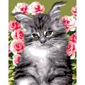 Kit Canevas Luc blanc 25/30cm - Le chat aux fleurs - 47