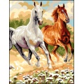 Canevas Luc antique 50/65 - Chevaux au galop - 47