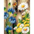 Canevas Luc antique 50/65 - Bleuets et marguerites - 47