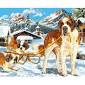 Canevas Luc antique 65/80 - Saint bernard ses chiots - 47