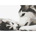 Kit - Tableau Maman Husky et son chiot - 55