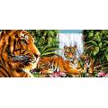 Canevas 65/130 - Famille de tigre dans la jungle - 55