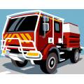 Kit canevas pénélope blanc - Camion pompier - 55