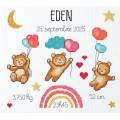 Kit point compté - Tableau de naissance - Mon petit monde arc en ciel - 64