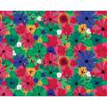 Tissu Bouquet fond vert - 64