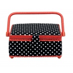 Boîte à couture rectangulaire polka noir / blanc - 17