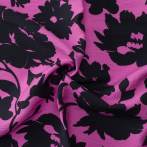 Tissu viscose imprimé fleurs fuchsia noir - 196