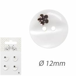 Boutons polyester 12mm blanc - 1000