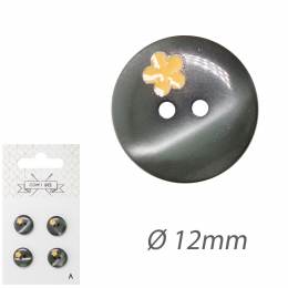 Boutons polyester 12mm gris - 1000