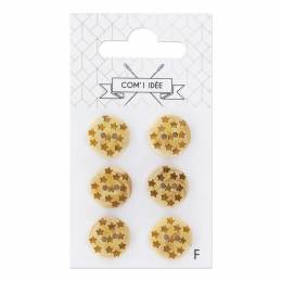 Boutons &eacute;toile 15mm bois - 1000