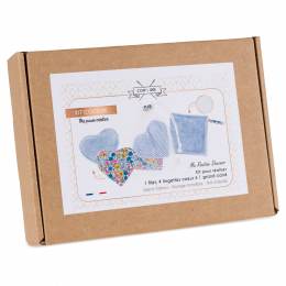 Kit lingettes c�ur, filet et grand carr&eacute; Am&eacute;lie en Liberty - Com'1 Id&eacute;e - 1000