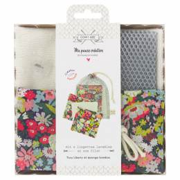 Kit de 6 lingettes Liberty + sac filet Com'1 Idée - 1000