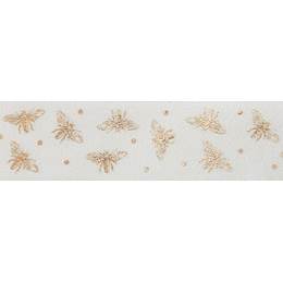 Ruban satin abeilles dorée 15mm - 101