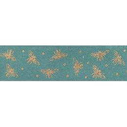 Ruban satin abeilles dorée 15mm - 101