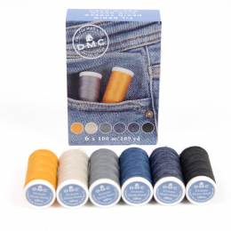 Coffret de Fil denim &agrave; coudre assortiment couleurs tt 6/100m - 12