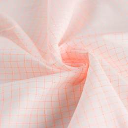 Tissu coton blanc imprimé carreaux orange fluo - 142
