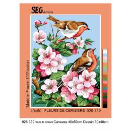 Canevas 30/40 - Oiseaux et fleurs de cerisiers - 150