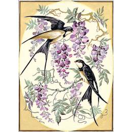 Canevas 45/60 - Oiseaux et fleurs - 150