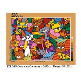 Canevas 45/60 - Chats colorés - 150