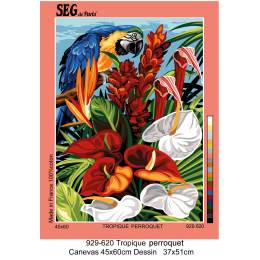Canevas 45/60 - Fleurs tropicales et perroquet - 150