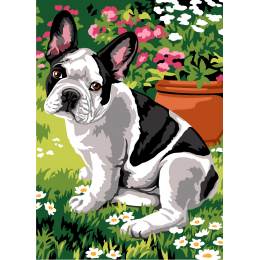 Canevas 45/60 - Dog et fleurs - 150