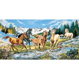 Canevas 65/120 - La cavalcade des chevaux - 150