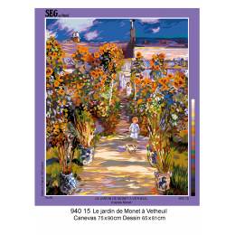 Canevas 75/90 - Le jardin en Vétheuil(Monet) - 150
