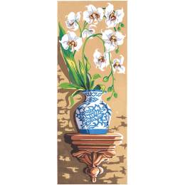 Canevas 25/60 - Fleur d'Orchidée au vase bleu - 150