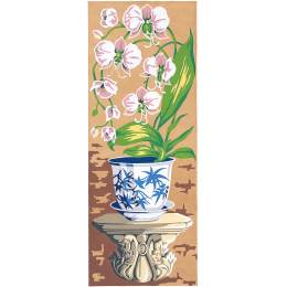 Canevas 25/60 - Fleur d'Orchidée au pot bleu - 150