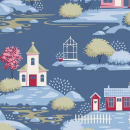 Tissu Tilda Village Life village blue - 153