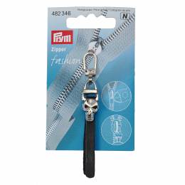 Tirette fashion-zipper crâne noir/argent 1pce - 17