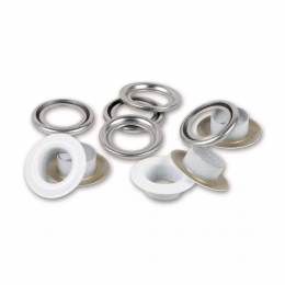 Oeillets + rondelles 8 mm blanc/argent - 17