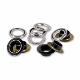 Oeillets + rondelles 8 mm noir/argent - 17