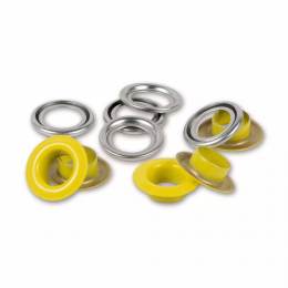 Oeillets + rondelles 8 mm jaune/argent - 17