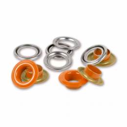 Oeillets + rondelles 8 mm orange/argent - 17