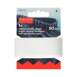 Ruban velours &eacute;lastique 30mm blanc x1m - 17